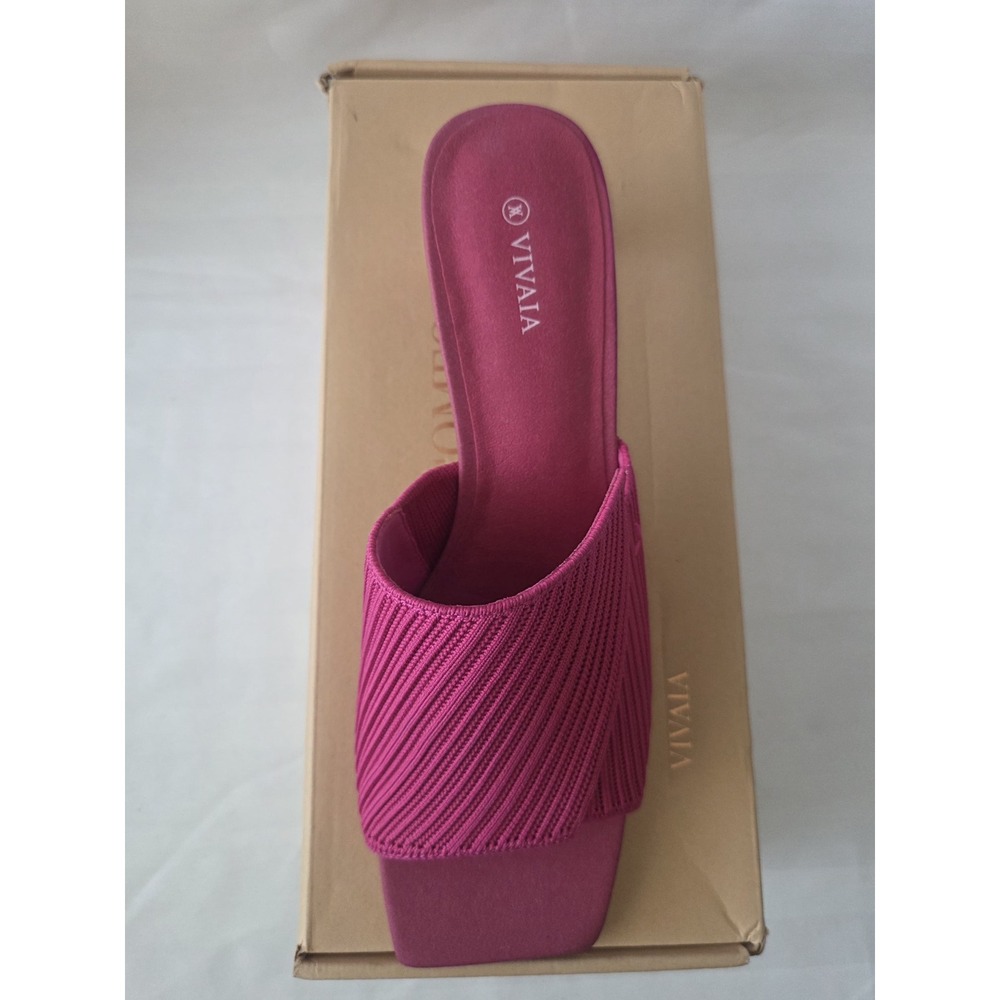 VIVAIA Jade Pitaya Pink Knit Square Toe Block Heel Mules Sandals EU 41 US 9.5 - Picture 12 of 13